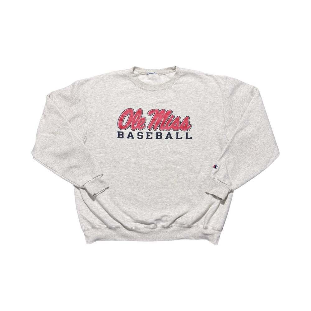 Vintage Ole Miss Baseball Heather Grey Crewneck Size Large